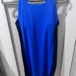 Small blue/black Athleta sport dress with built in bra.